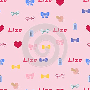 Seamless background pattern name Liza of the newborn