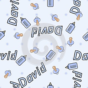 Seamless background pattern name of the newborn David