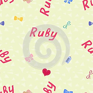 Seamless background pattern name Ruby of the newborn. Vector wallpaper.