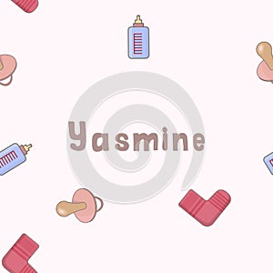 Seamless background pattern name Yasmine of the newborn. Wallpaper vector. photo