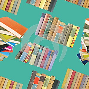 Seamless background pattern with old books.