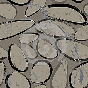 Seamless background pattern, with oval, circles, paint strokes and splashes, grungy