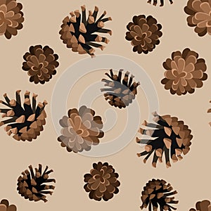 Seamless background with pine cones.