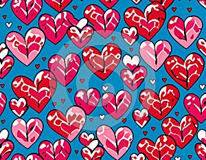 Seamless background with pink hearts