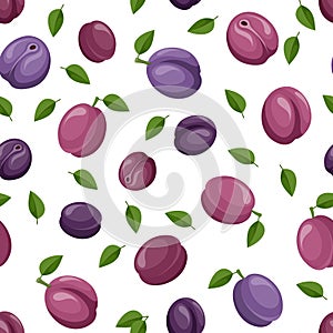 Seamless background with plums.