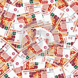 Seamless background with russian five-thousand banknotes