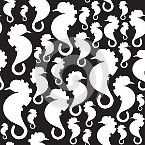Seamless background with sea-horses. Vector illustration