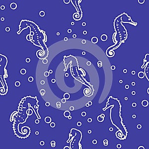 Seamless background with sea-horses. Vector illustration. seamless pattern with seahorses