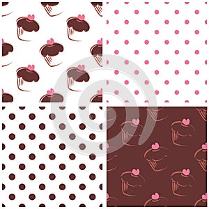 Seamless vector background set with polka dots and