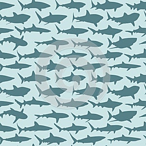 The seamless background with sharks.