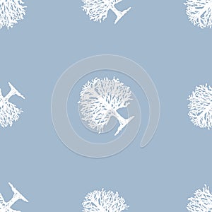 Seamless background of silhouette drawn deciduous frozen bare trees