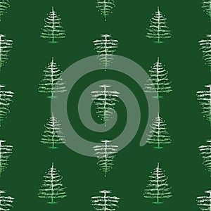 Seamless background of sketches christmas trees