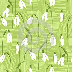 Seamless background with snowdrops.