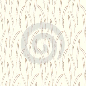 Seamless background with spikelets of wheat. Spikelets of cereals, continuous repeating pattern. Vector