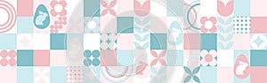 Seamless background for the spring holiday of Easter with a texture of circles and squares.