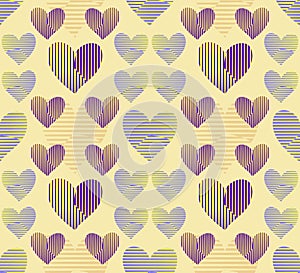 Seamless background of stylish patchwork hearts