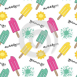 Seamless background of summer sweet yummy ice creams