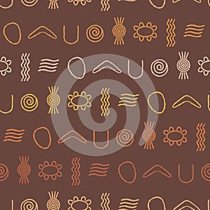 Seamless background with symbols of Australian aboriginal art