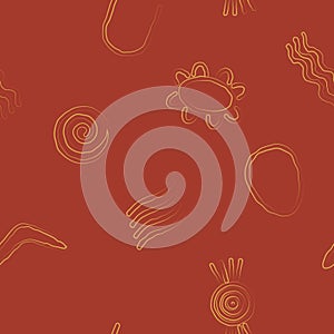 Seamless background with symbols of Australian aboriginal art