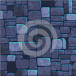 Seamless background texture blue stone wall. Vector illustration For Ui Game element