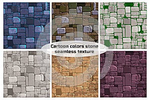 Seamless background texture different color stone wall. Vector illustration For Ui Game element