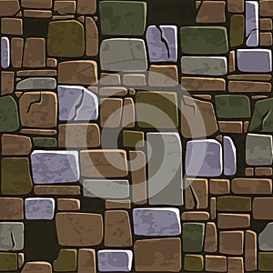 Seamless background texture old color stone wall. Vector illustration For Ui Game element