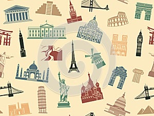 Seamless background tourist attractions