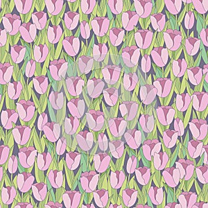 Seamless background with tulips