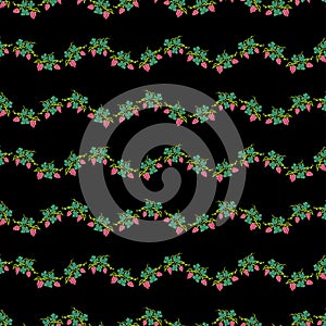 Seamless background from vine branches with ripe grape berries in rows