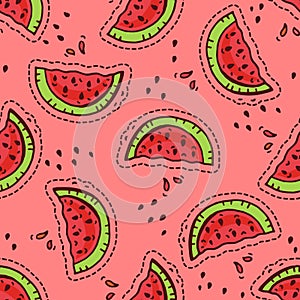 Seamless background with watermelon slices