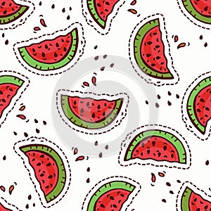 Seamless background with watermelon slices