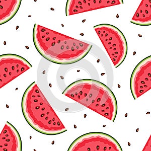 Seamless background with watermelon slices. Vector illustration.