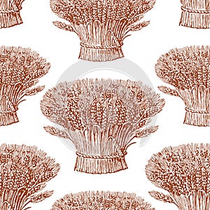 Seamless background of the wheat sheafs