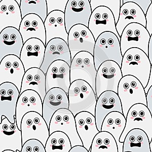 Seamless background with white cute ghosts