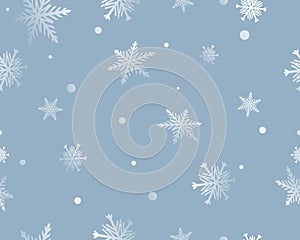 Seamless background. Winter background with snowflakes. Vector. Simple snowflakes