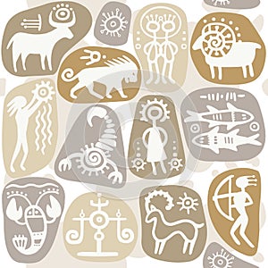 Seamless background: zodiac signs.