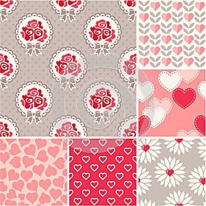 Seamless backgrounds set - scrapbook paper Valentine's Day