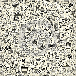 Seamless backround made of food and drink icons