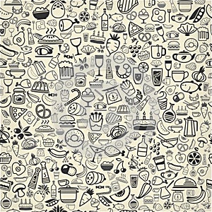 Seamless backround made of food and drink icons photo