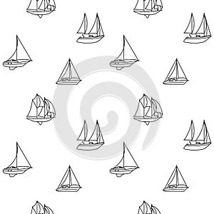 Seamless backround of sailing ships. Vintage sailing boats