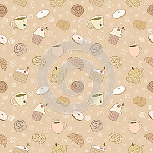 Seamless bakery products pattern