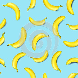 Seamless banana pattern on light blue background