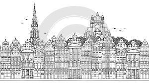 Seamless banner of Brussels, Belgium with the Basilica of the Sacred Heart