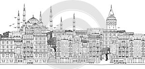 Seamless banner of Istanbul, Turkey