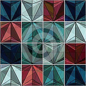 Rectangular graphics blue red corlor abstract modern style seamless background.