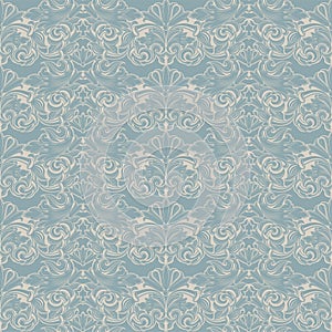 seamless Baroque pattern in light blue and white photo