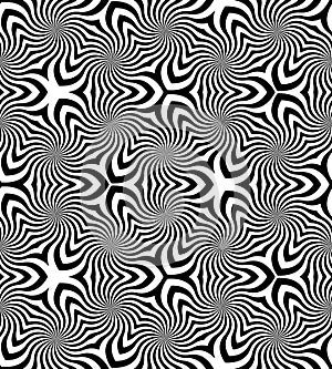 Seamless Beautiful Monochrome Curls Pattern.Black and White Geometric Abstract Background.
