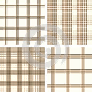 Seamless beige checked pattern set