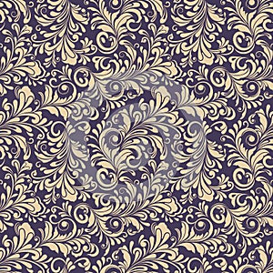 Seamless beige and dark purple floral background