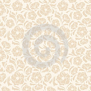 Seamless beige floral pattern. photo